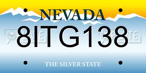 8ITG138 Nevada License Plate