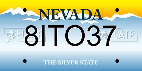 8ITO37 Nevada License Plate
