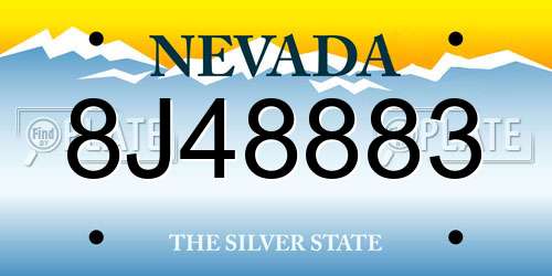 8J48883 Nevada License Plate