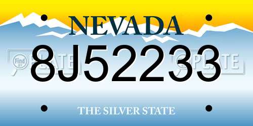 8J52233 Nevada License Plate