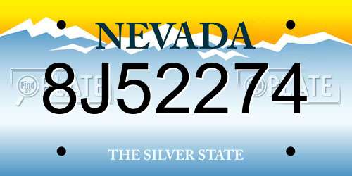 8J52274 Nevada License Plate