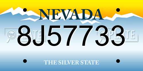 8J57733 Nevada License Plate