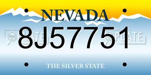 8J57751 Nevada License Plate