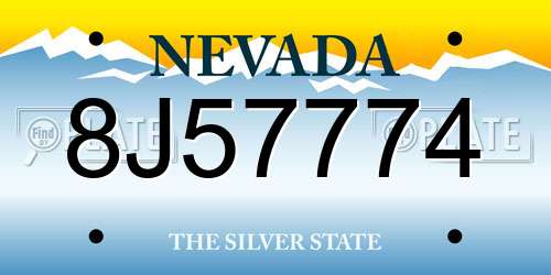8J57774 Nevada License Plate