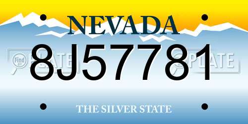 8J57781 Nevada License Plate