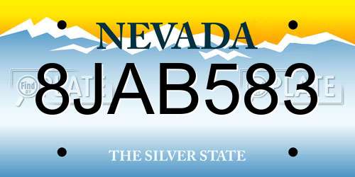 8JAB583 Nevada License Plate