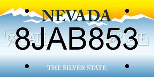 8JAB853 Nevada License Plate