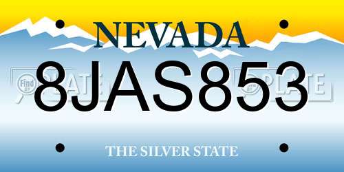 8JAS853 Nevada License Plate