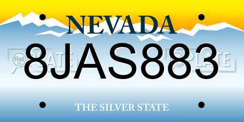 8JAS883 Nevada License Plate