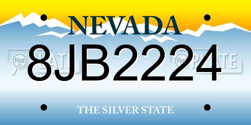 8JB2224 Nevada License Plate