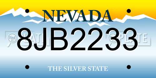 8JB2233 Nevada License Plate