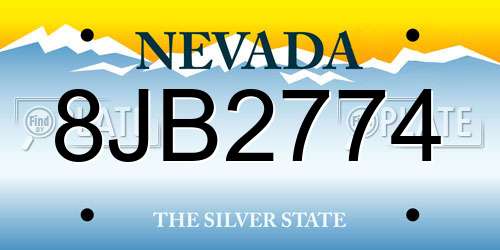 8JB2774 Nevada License Plate