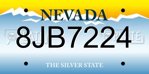 8JB7224 Nevada License Plate