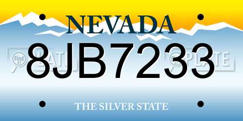 8JB7233 Nevada License Plate