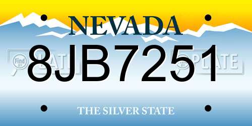 8JB7251 Nevada License Plate
