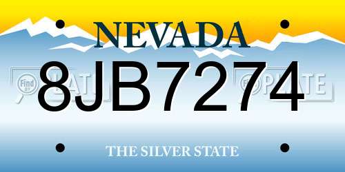 8JB7274 Nevada License Plate