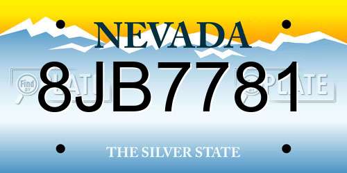 8JB7781 Nevada License Plate