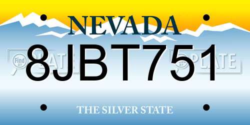 8JBT751 Nevada License Plate
