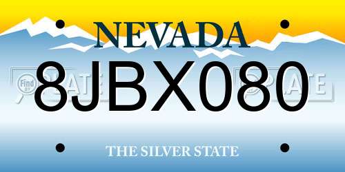 8JBX080 Nevada License Plate
