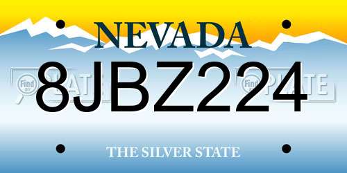 8JBZ224 Nevada License Plate