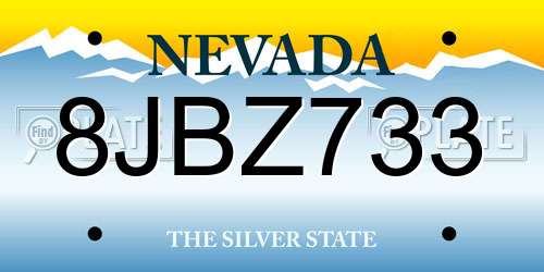 8JBZ733 Nevada License Plate