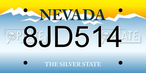 8JD514 Nevada License Plate