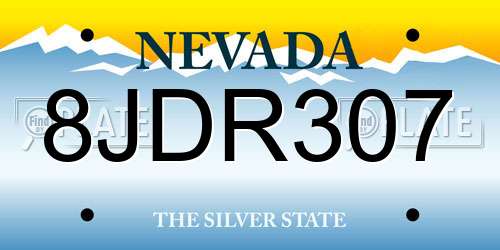 8JDR307 Nevada License Plate