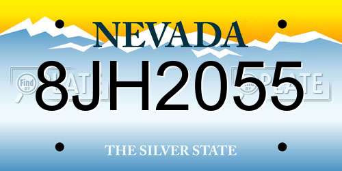 8JH2055 Nevada License Plate