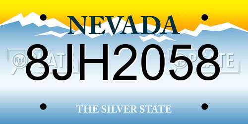 8JH2058 Nevada License Plate