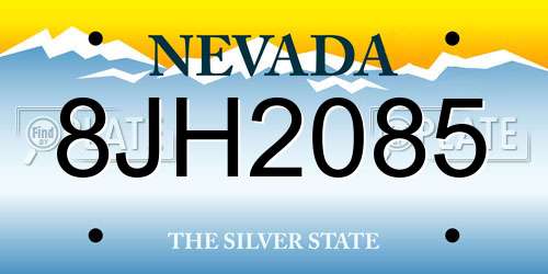 8JH2085 Nevada License Plate