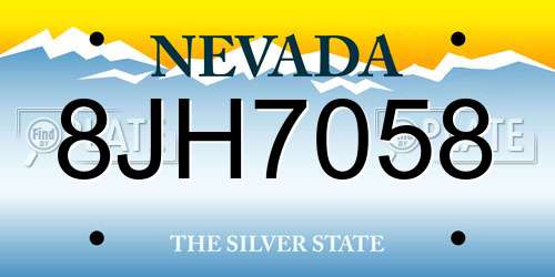 8JH7058 Nevada License Plate