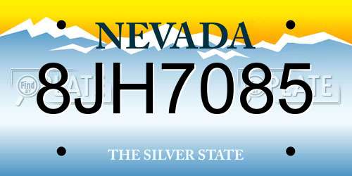 8JH7085 Nevada License Plate