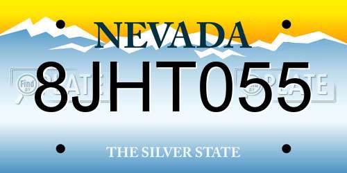 8JHT055 Nevada License Plate