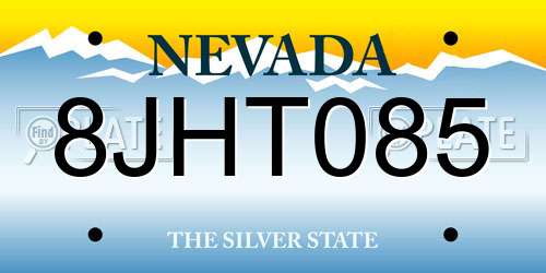 8JHT085 Nevada License Plate