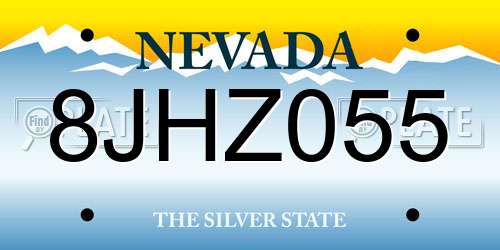 8JHZ055 Nevada License Plate