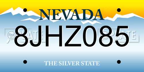 8JHZ085 Nevada License Plate