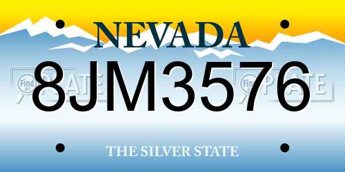 8JM3576 Nevada License Plate