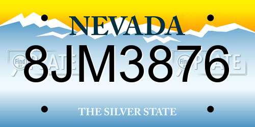 8JM3876 Nevada License Plate