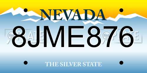 8JME876 Nevada License Plate