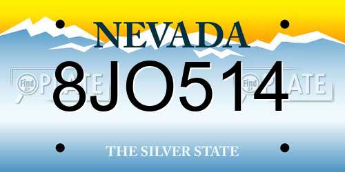 8JO514 Nevada License Plate