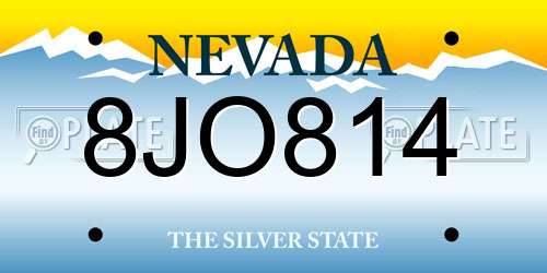 8JO814 Nevada License Plate