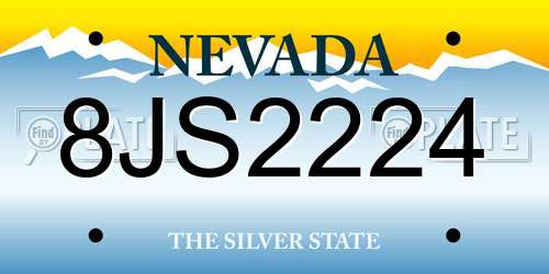 8JS2224 Nevada License Plate