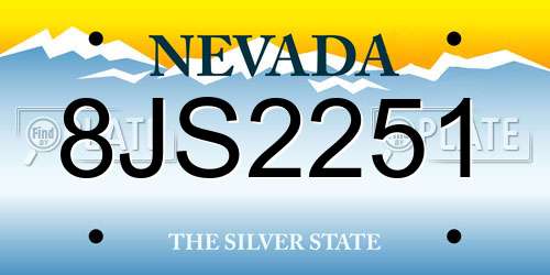 8JS2251 Nevada License Plate