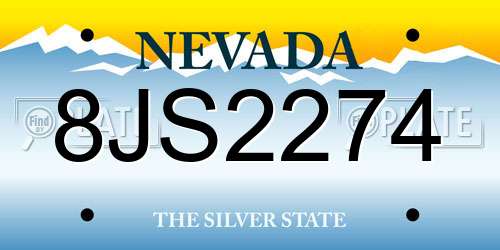 8JS2274 Nevada License Plate