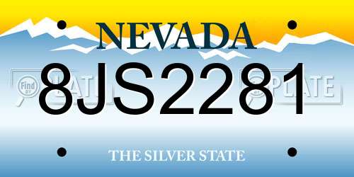 8JS2281 Nevada License Plate