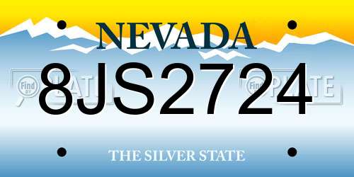 8JS2724 Nevada License Plate