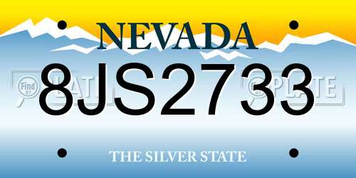 8JS2733 Nevada License Plate
