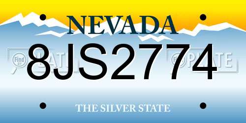 8JS2774 Nevada License Plate