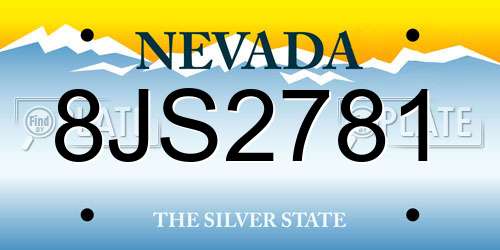 8JS2781 Nevada License Plate