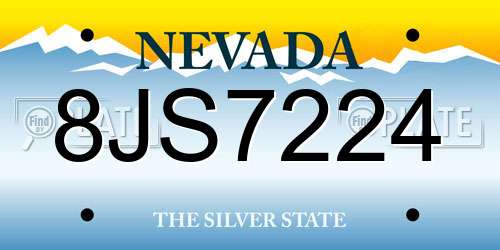 8JS7224 Nevada License Plate